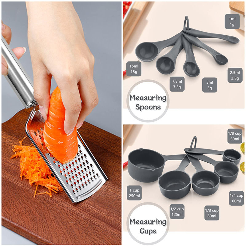 36Pcs Silicone Kitchen Utensil Set, Wooden Handle Cooking Utensils Spatula Set With Holder, Heat Resistant Kitchen Tools Safe For Non-Stick Cookware, Non-Toxic & Easy Clean, Dark Grey