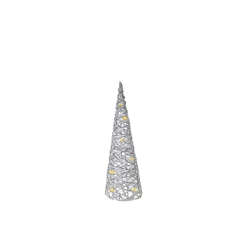 Arbre à papier cône à DEL moyen, Blanc / argent, H 23,62 po x l 6,3 po x P 6,3 po