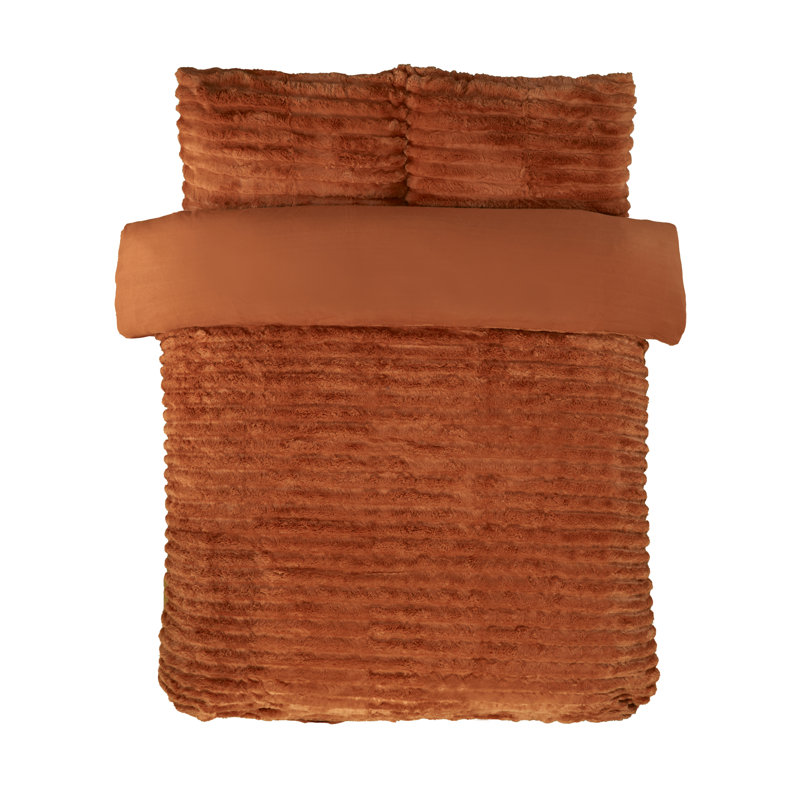 Aliyas Chunky Ribbed Duvet Set, Burnt Orange, King Duvet Cover Set