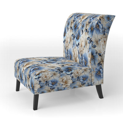 Fauteuil de chambre bleu et blanc à motif floral Dream III - rembourré Cottage