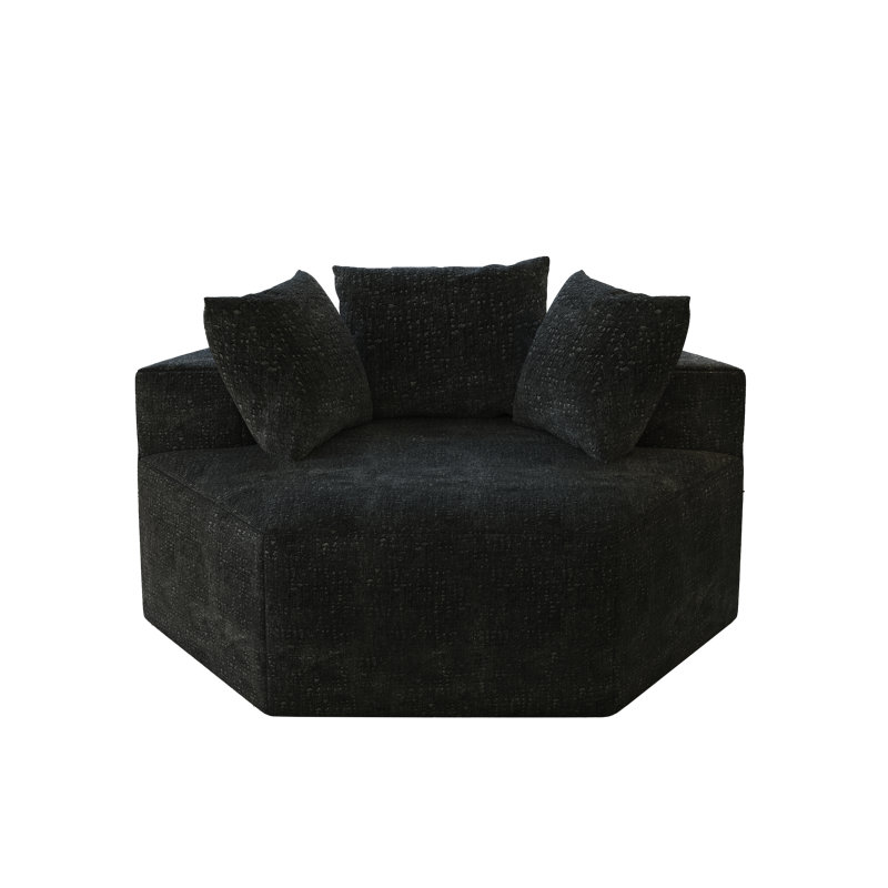 Canapé 54 po en chenille, Chenille noir