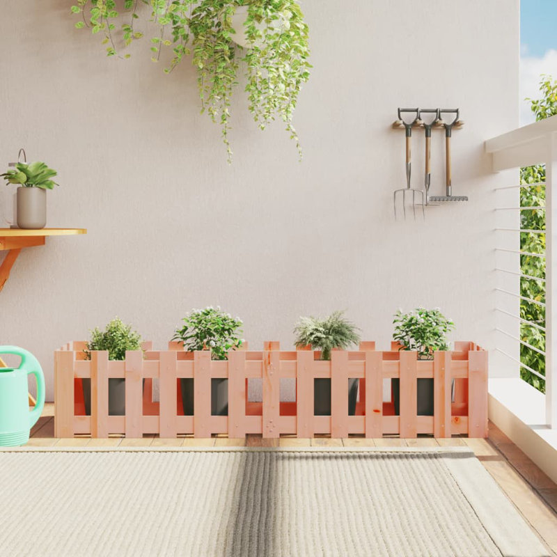 Birjesh Wood Raised Garden Bed, Natural, 30cm H x 60cm W x 30cm D