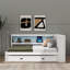 L-Shaped Full-Size Multifunctional Daybed With  Trundle, Storage Shelves, USB Ports & LED Lighting-1159112642
