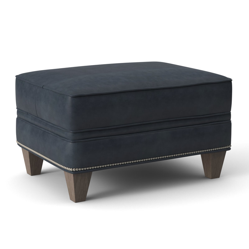 Taraval Ottoman, Rio Mineral Genuine Leather, Stone, Pewter
