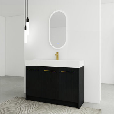48 Inch Freestanding Bathroom Vanity With Resin Sink, With Soft Closing Door