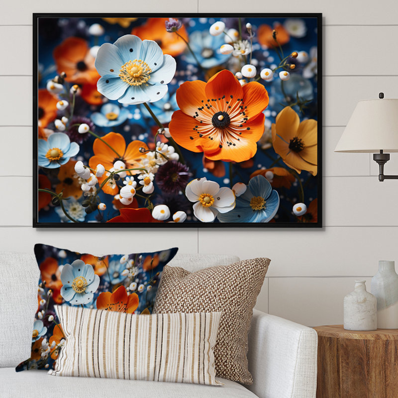 «Vibrant Wildflowers Field II», reproduction sur toile, H 34 po x l 44 po x P 1,5 po, Cadre flottant noir