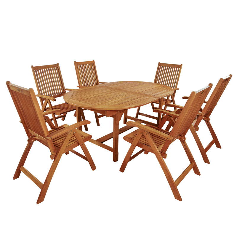 6 - Person Wood Patio Dining Set with Oval Table