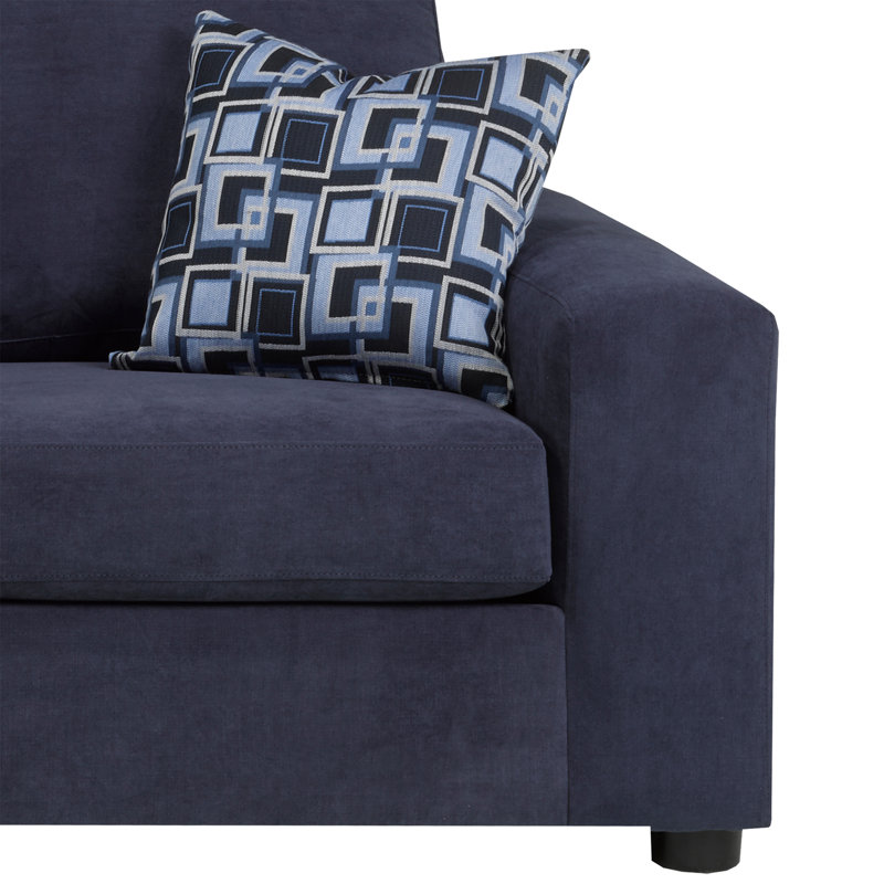 Canapé modulaire en L Birkley, bleu (LHF), Polyester bleu, Orienté à gauche (vu de face)