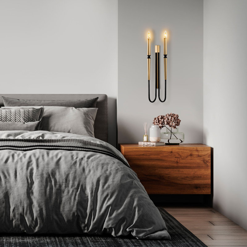Modern Wall Lamp, Black Metal Body, 7.1 x 22.8 x 4.7 inches | Socket Type: 2 x E14 Max 40W (Bulb Not Included) | IP20 Rated, Stylish and Functional Lighting for Home or Office Decor