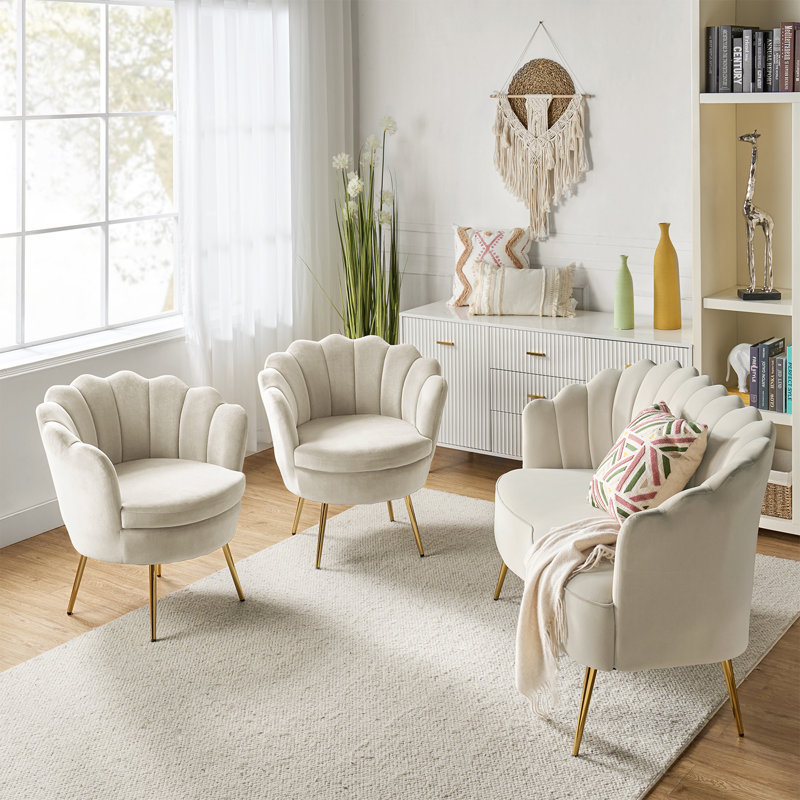 3 - Piece Velvet Living Room Set, Tan