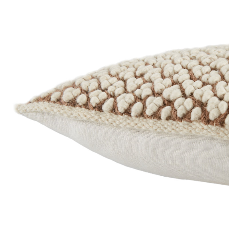 Toulon Embroidered Wool Throw Pillow, Down, Tan