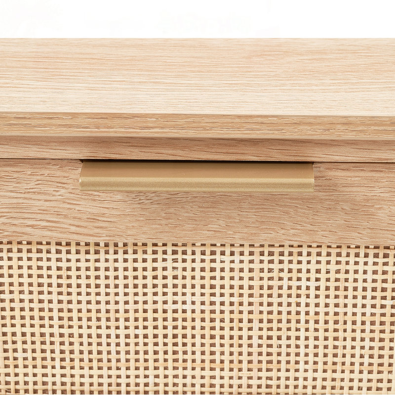 Console en rotin avec 3 tiroirs de rangement et portes coulissantes