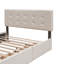 Lit plateforme tapissier avec 2 tiroirs et 1 lit gigogne simple TG, tissu de lin, grand lit - beige foncé (OLD SKU: LP100314AAA)-58866504
