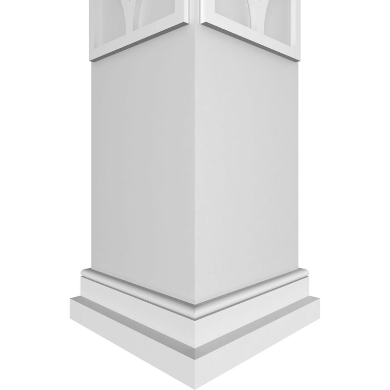 Colonne carrée classique non fuselée à motif de magnolias avec prairie et base Craftsman, H 120 po x l 9,62 po x P 9,62 po