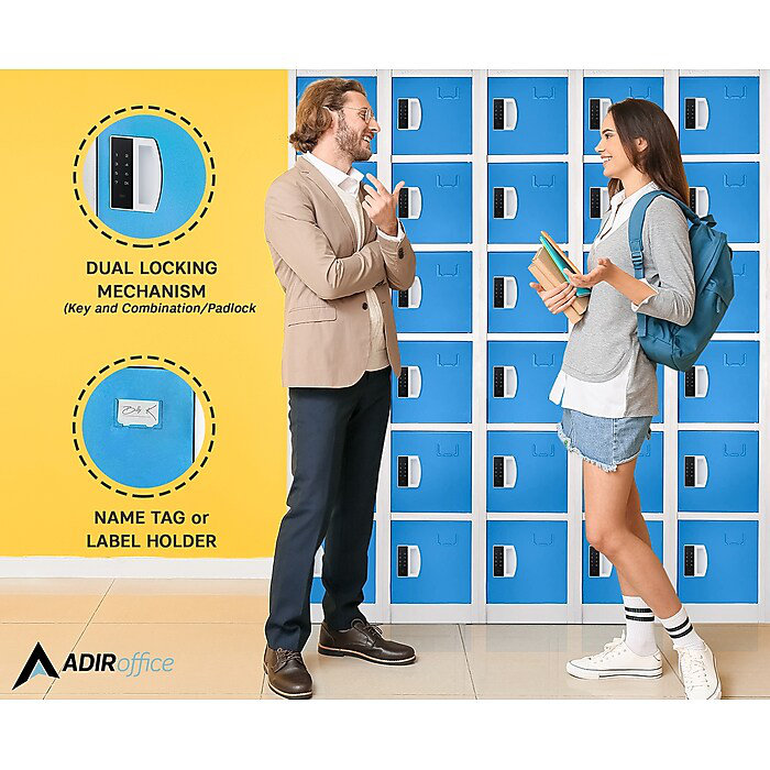 AdirOffice 72" Blue Steel 6-Tier Storage Locker with Digital Lock
