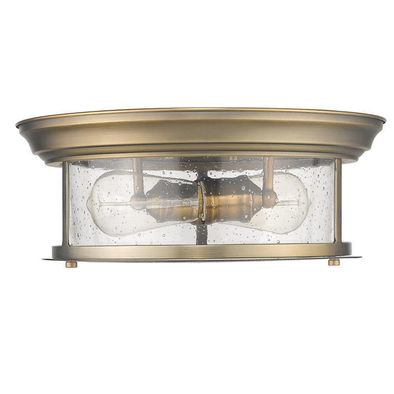 Plafonnier encastré 2 lumières Canale, Laiton héritage, H 5,5 po x l 13,5 po x P 13,5 po