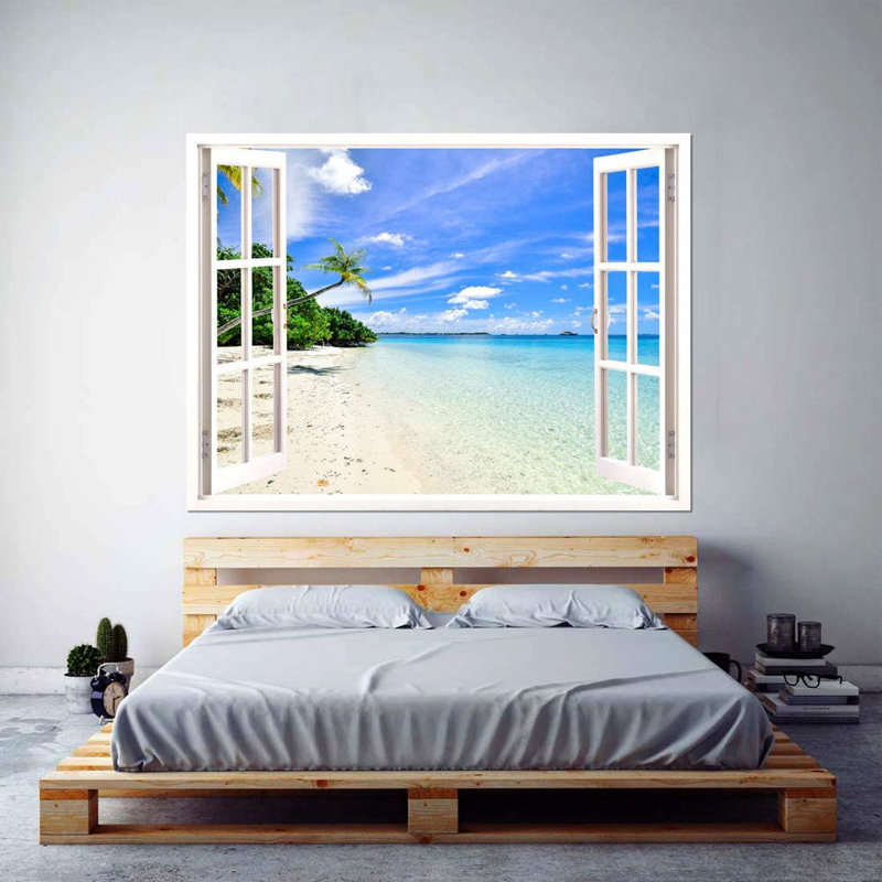 Murale ciel clair et eau de mer lisse, L 32 po x l 24 po