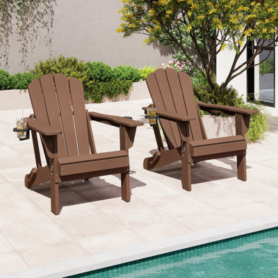 Ensemble de 2 chaises Adirondack inclinables en Hdpe inclinables améliorées avec porte-gobelet et fente pour téléphone - chaise de patio extérieure toutes saisons