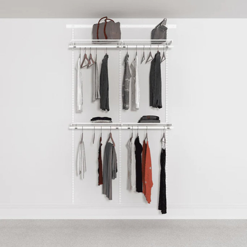 Cadee 124cm Width Open Wardrobe - 4 Shelves, 4 Clothes Rails, 240cm Hanging Space