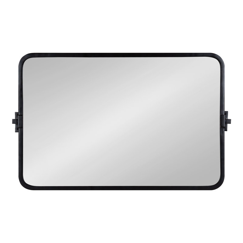Mishaela Pivot Rectangle Metal Wall Mirror, 20'' H  x 31.75'' W, Black