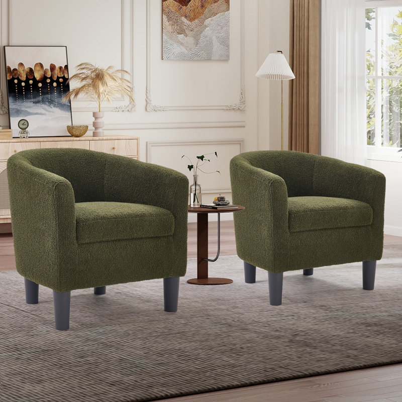 Ensemble de 2 chaises d'appoint en tonneau rembourrées 25,2 po Classic, Vert