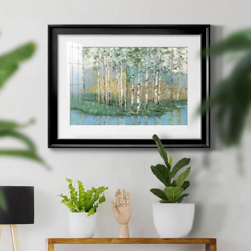 Birch Reflections Revisité - Peinture encadrée, H 30,5 po x l 42,5 po x P 1,5 po, Cadre noir