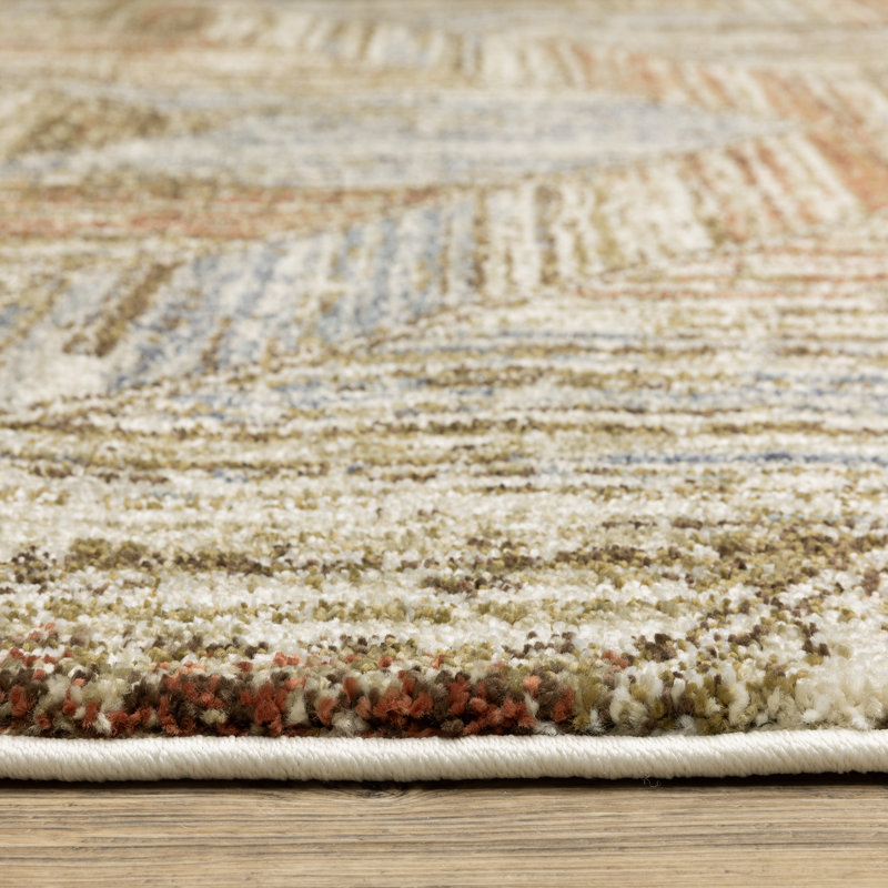 Tapis bleu / rouille Genesis, Tapis de couloir 2 pi 3 po x 7 pi