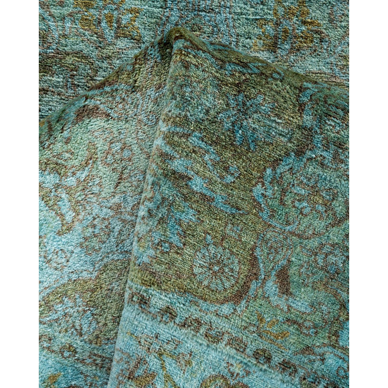Tapis bleu noué à la main de conception unique Holsworth - bleu