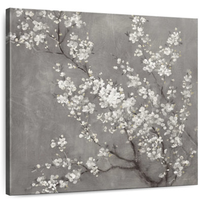Fleurs de cerisier blanches II sur fond gris