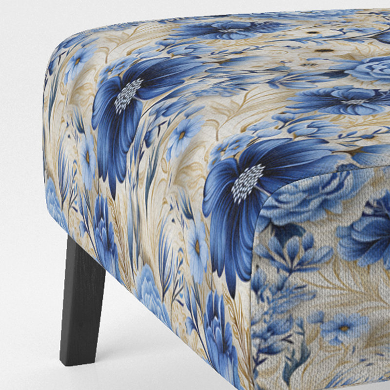 Motif de pivoines bleues et blanches enchantées - Fauteuil de chambre rembourré, fauteuil d'appoint bleu