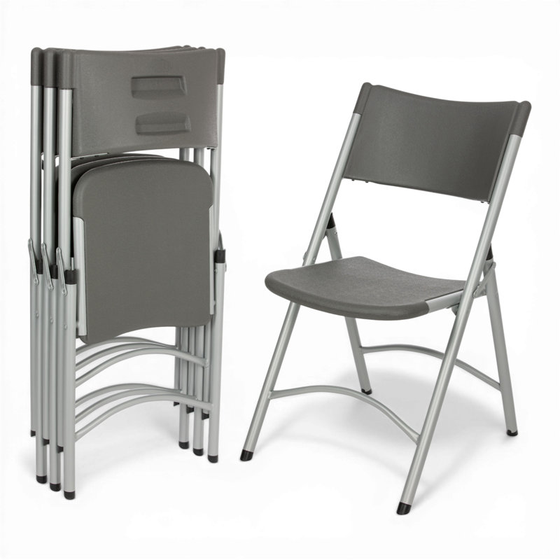 Hampden Furnishings Gwyneth Plastic Stackable Folding Chair , Gris