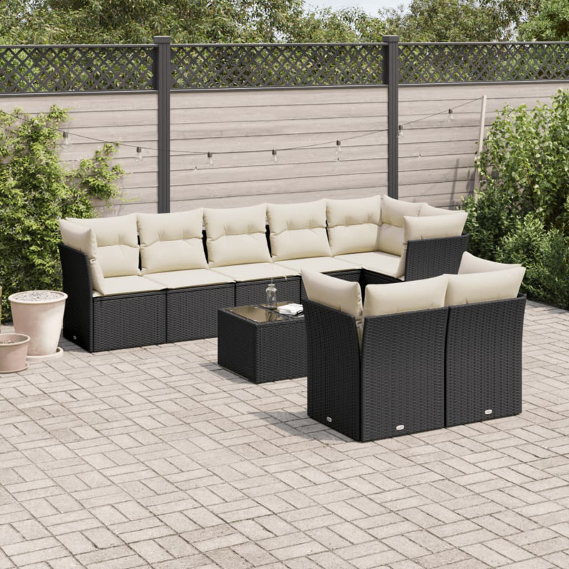 Ensemble de canapé de jardin Vidaxl noir, blanc crème