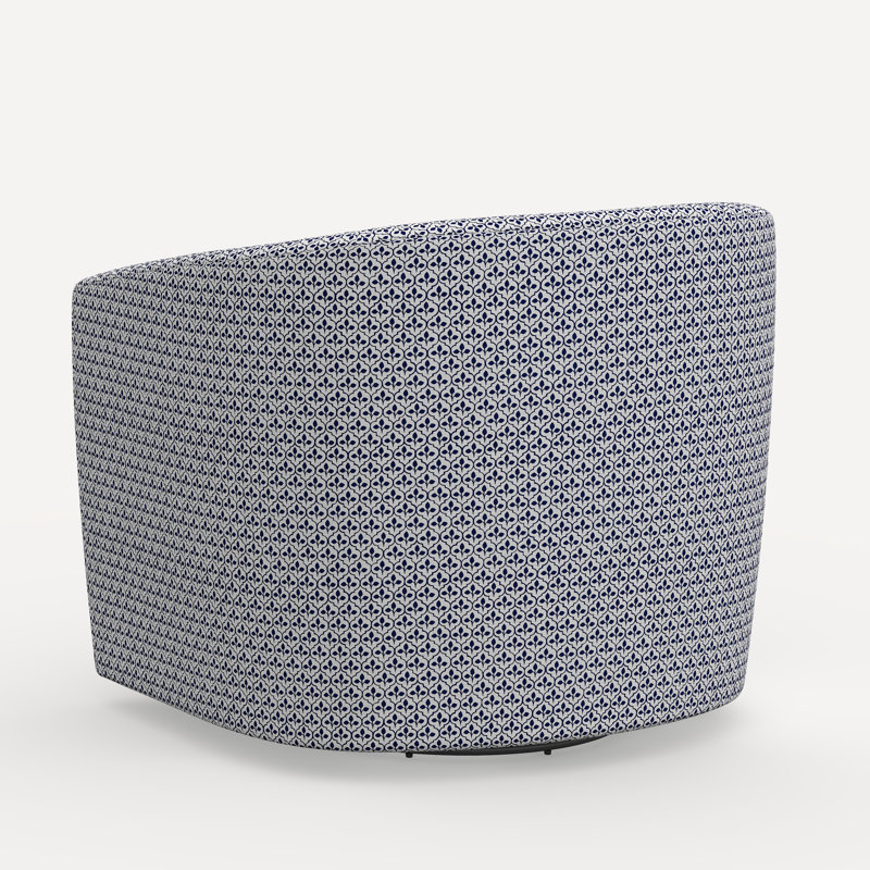 Amrit Swivel Chair, Jr Sadhil Blue Geometric Linen