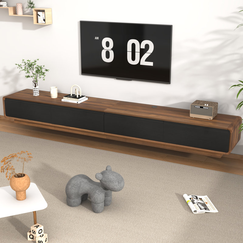 Wall-Mounted/Floor Standing TV Stand For Tvs Up To 100", Floating Media Console With 2 Drawers And 2 Cabinets