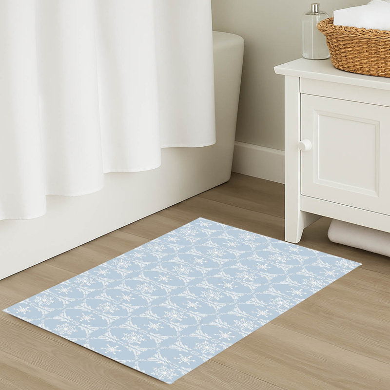Tapis pour salle de bain Snowflake, Bleu, Simple - L 24 po x l 17 po