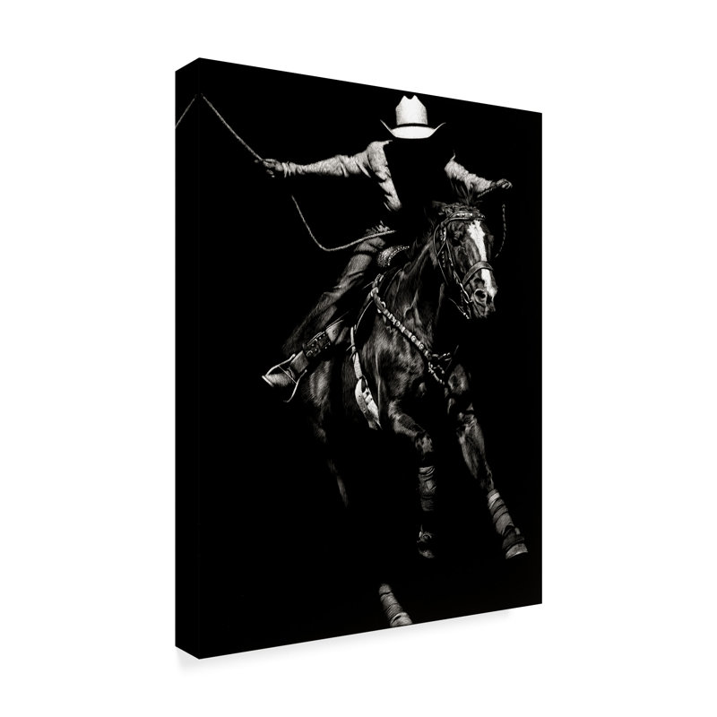 « scratching rodeo iii », impression sur toile tendue, H 19 po x l 14 po x P 2 po