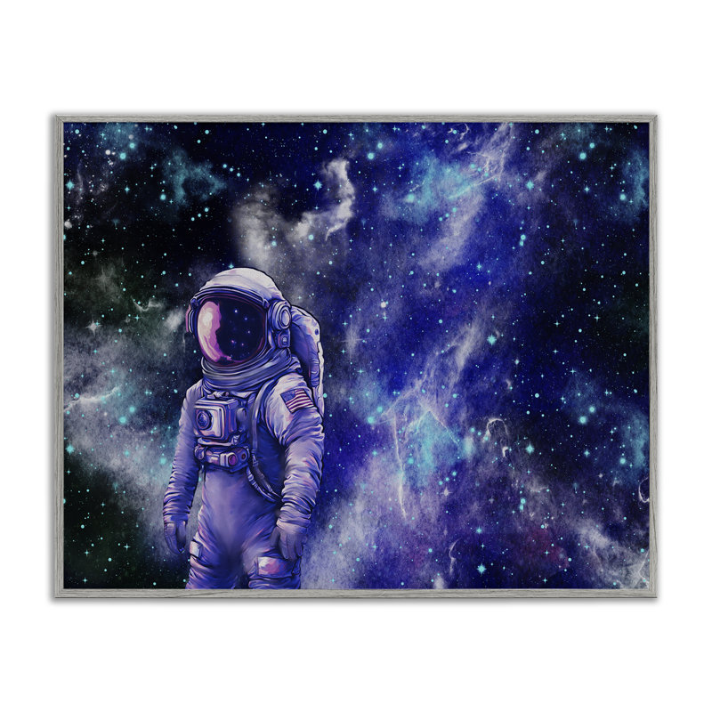 Astronaute avec nébuleuse bleue, estampe numérique, conception de Jesse Keith, H 11 po x l 14 po, Estampe numérique Farmhouse
