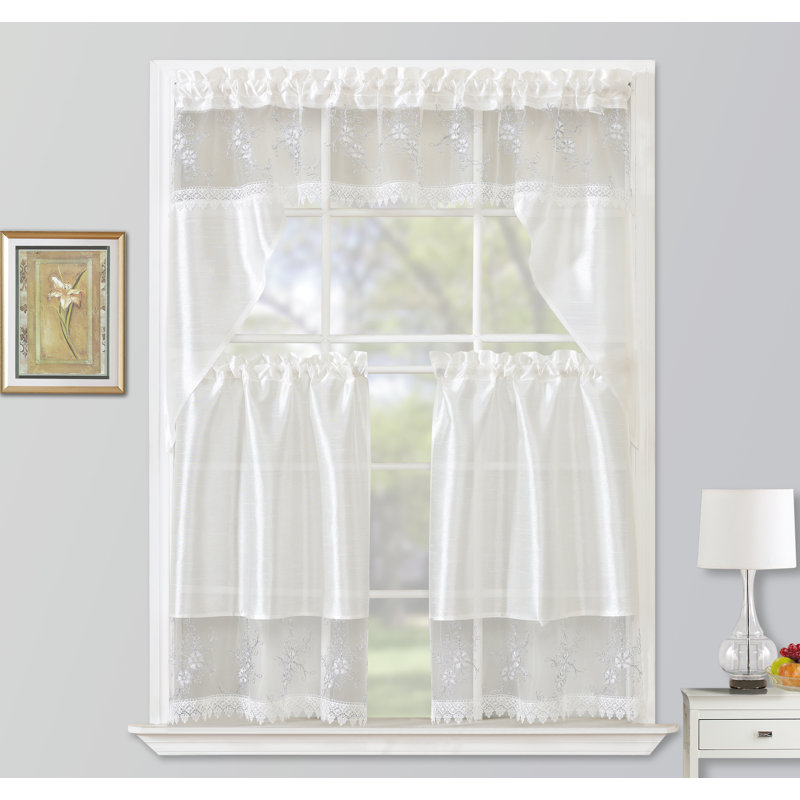 Partida Embroidered Kitchen Tier & Swag Set, Brown