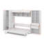 Lit escamotable double avec placard, tiroirs et tablettes