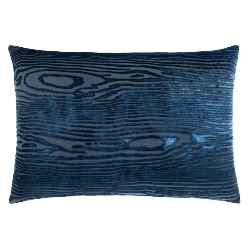 Woodgrain Velvet Pillow Cover & Insert, Cobalt Black, Rectangle 14"H x 20"W