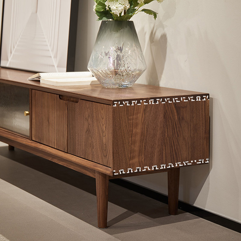 Meuble télé en bois de noyer noir, 78.74"