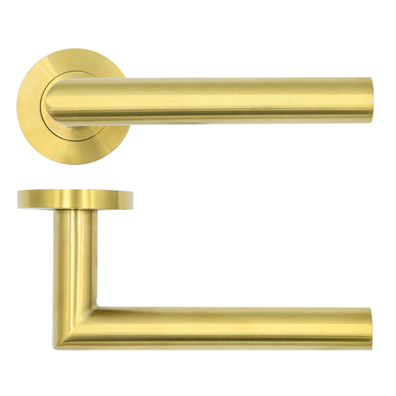 Lugano Lock Door Handle, Brass (Satin)
