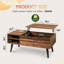 Table basse avec plateau relevable et compartiment caché, table en bois avec tablette de rangement pour le salon, le bureau