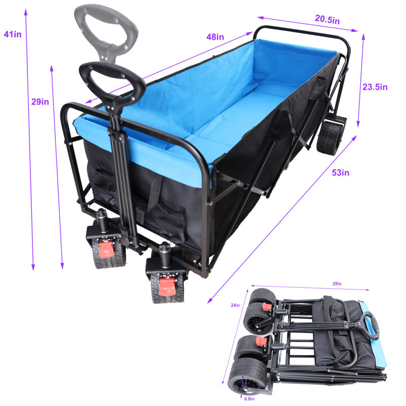 Chariot à chariot extensible Big Long, H 3 pi 42 po x l 4 pi 42 po x P 1 pi 71 po, Noir / Bleu
