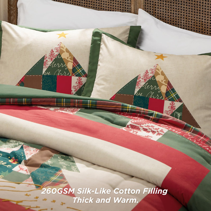 Holiday Vibe for Your Home Bedsure Christmas Comforter Set, Queen Comforter + 2 Standard Shams, Green Christmas Tree