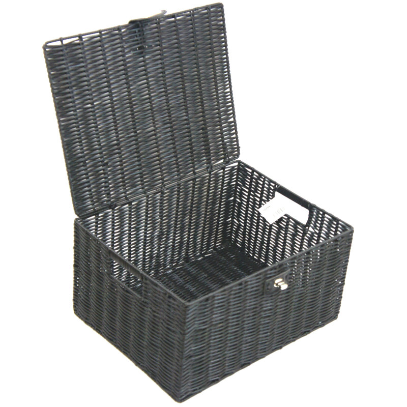Brambly Cottage Plastic Decorative Basket, 18cm H x 35.5cm W x 28cm D, Black