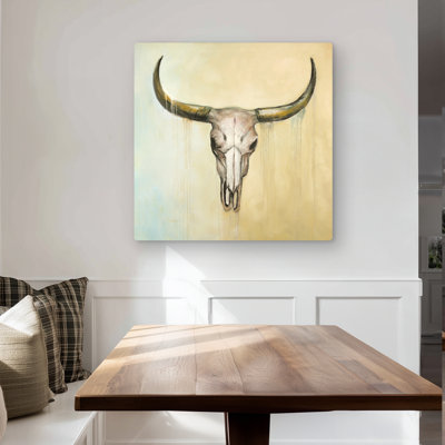 Cow Skull - Brown Livingroom Metal Print for Home Decor