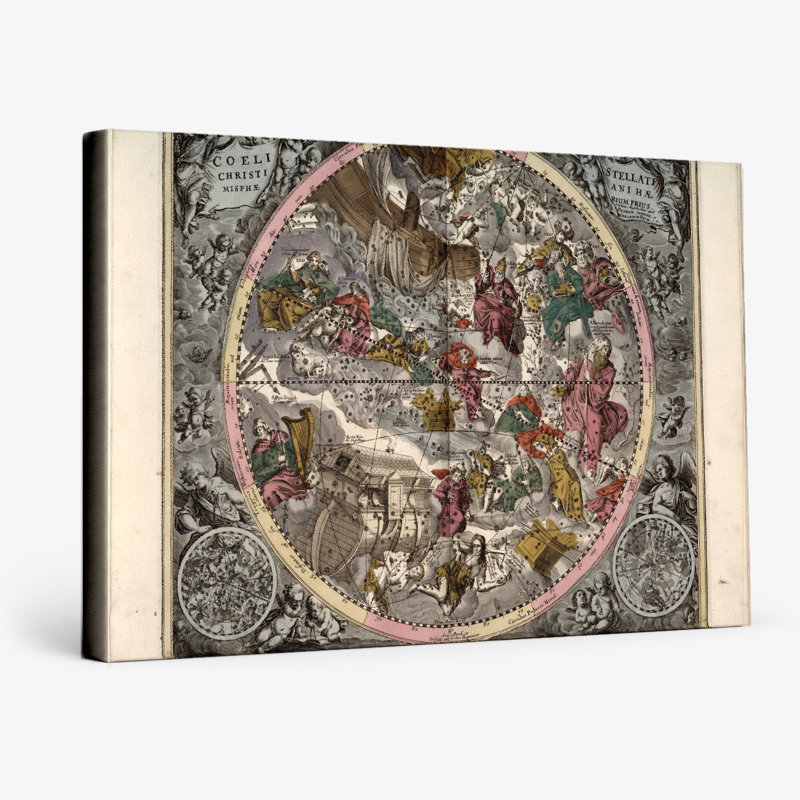 Coeli Christiani Hemisphere - Northern Constellations - art mural sur toile paysage, 14" W x 11" H