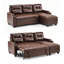 Canapé-lit escamotable en L en similicuir avec porte-gobelets de chargement USB et méridienne de rangement-1686809526