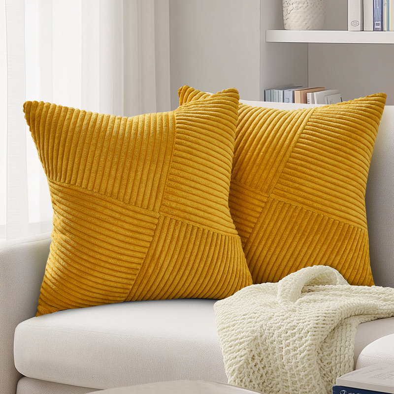 Corduroy Throw Pillow Covers,Soft Corduroy Couch Decorative Pillow Covers Windmill Textured Striped Cushion Cover,Set of 2
